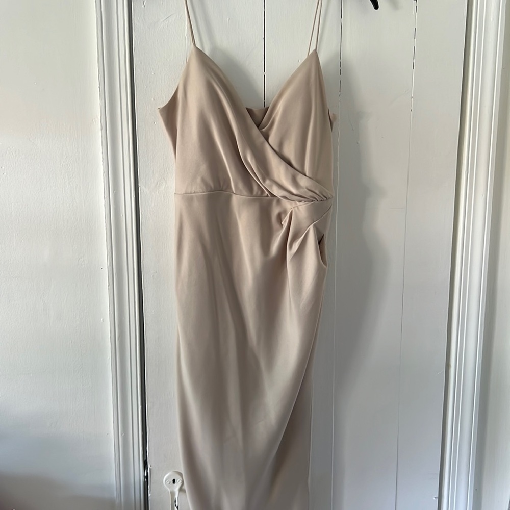 BHLDN Anthropologie Freya Satin Charmeuse Dress In Champagne - Picture 3 of 9